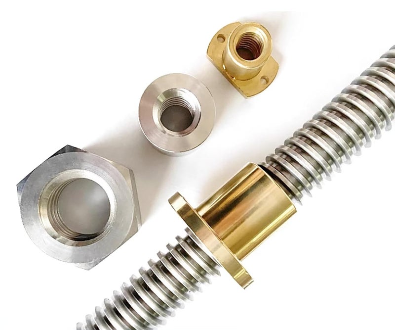 Kwweeoo T8 Lead Screw 500mm / 19.69 inch Length + Brass Nut, T8 8mm Diameter T8 x 8 Tr8 x 8 Thread Screw Pitch 2mm Lead 8mm 4 Starts, 2 Pcs, Used in 3D Printer Z Axis CNC () - Image 3